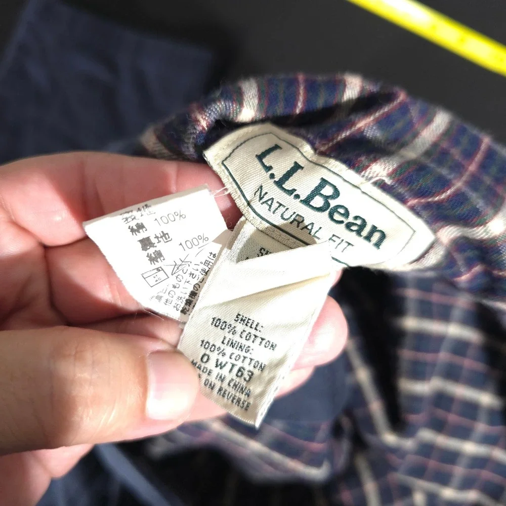 L.L. Bean Flannel Lined Chinos Men 32x32 Navy Blue Natural Fit Cotton Pants WT63